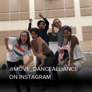 group of students smiling in the dance studio