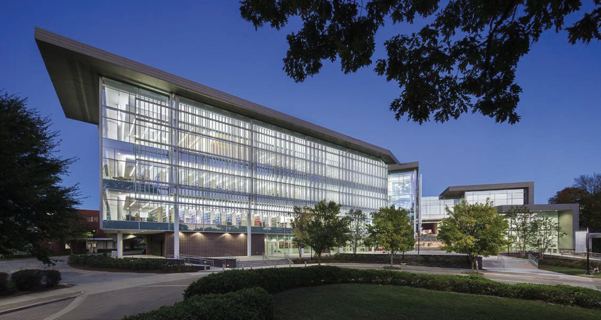 outside of the library at night