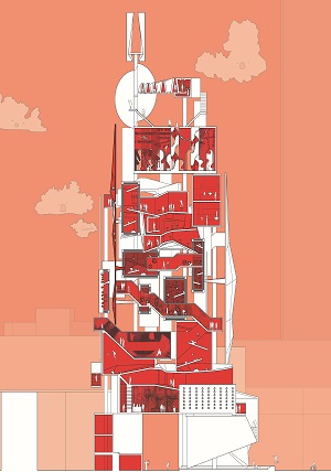 west Section drawing of the Experimental Chop House