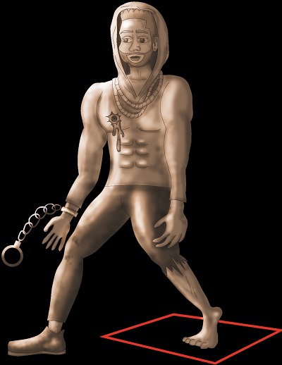 rendering of Black man statue